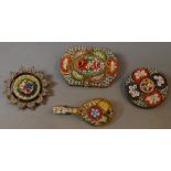 Jewellery - five Victorian micro mosaic brooches,