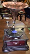 A contemporary Victrola style wind-up gramophone,