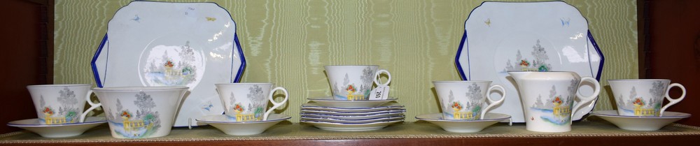 A Shelley Country Garden pattern part tea service, comprising five cups, saucers and side plates,