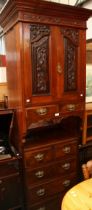 A Victorian walnut and mahogany dressing room cabinet,