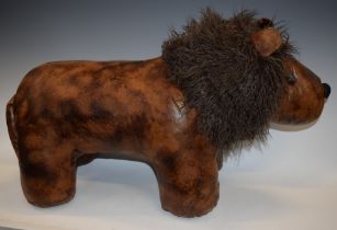 Lion leather footstool