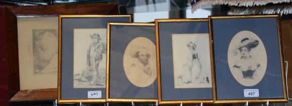 * L Nicholson A set of four, Classical Figures signed, pencil sketches,