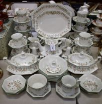 A Johnson Brothers Eternal Beau pattern part dinner and tea service, including teapot, cups,