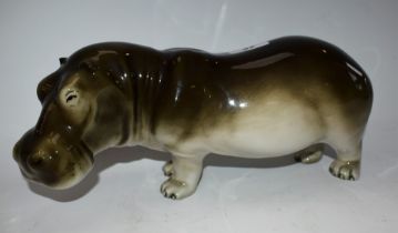 A Royal Dux model, of a hippopotamus, 32cm wide,