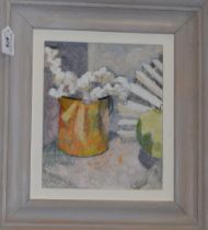 Jenny Grevatte (Bn 1951) White Lilac signed, label to verso, oil on gesso,