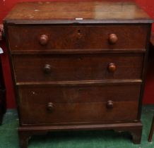 A George III mahogany crossbanded oak chest of drawers, c.