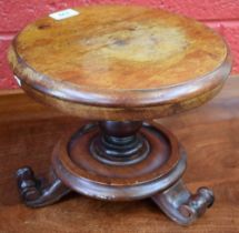 A Victorian mahogany miniature centre table, moulded circular top,