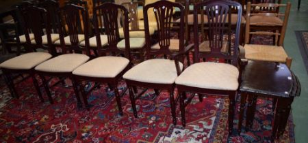 A set of five Hepplewhite design dining chairs;