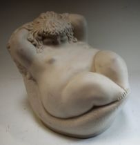 A Parian porcelain model, of a reclining female nude, by Ricardo Mesa, 16cm,