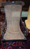 A Ceylonese ebony canework chair