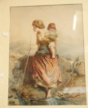 Amelia Ellery (19th century) Mother and Child signed, dated 1871, watercolour,