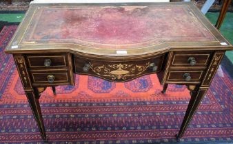 An Edwardian mahogany and marquetry writing table,