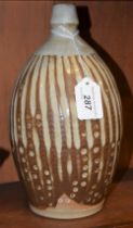 A salt glazed reeded ovoid lamp base, by Marianne de Trey,
