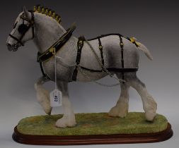 A Border Fine Arts model, 'The Champion Shire' in dapple grey, by Anne Wall, wooden plinth,