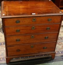 A 19th century mahogany chest, crossbanded rectangular top above four long graduated drawers,