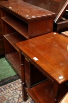 A mahogany open bookcase;