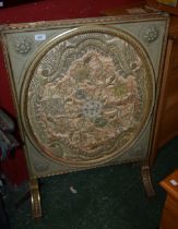 A Louis XVI design painted and parcel-gilt rectangular fire screen,