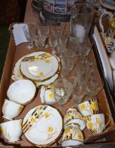 A Royal Albert Daffodil pattern part tea set, comprising six cups and saucers, side plates,