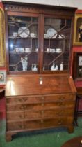 A 'George III' mahogany bureau bookcase,