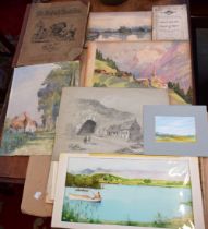 A folio of mainly 19th century loose watercolours and drawings