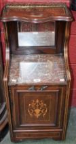 An Edwardian rosewood and marquetry purdonium,