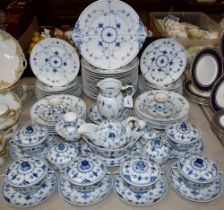 A Royal Copenhagen part dinner service, traditional blue and white design, including dinner plates,