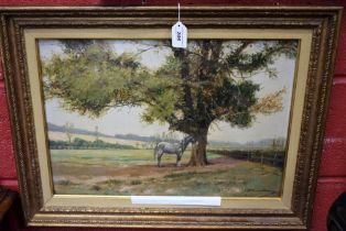 Terence Storey (1923-2018) Grey Horse and Old Oak signed, oil on board,