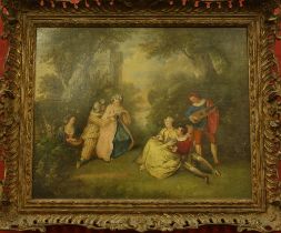 French School (19th century) A Performance in the Garden oil on canvas,
