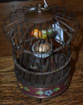 A cloisonne type birdcage clock, 19.