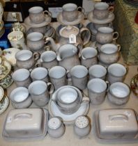 A Denby Tamsin pattern tea and coffee set, comprising cups and saucers, beakers, tea pot,