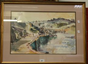 David Rhys Evans The Harbourside signed, dated 1989, watercolour, 35cm x 53cm,