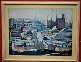 After LS Lowry, Northern Town, a print, 55cm x 74cm,