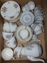 A Royal Worcester Roanoke pattern part tea set, comprising six cups, saucers and side plates,