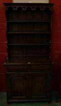 A Farmhouse oak dresser, of narrow proportions,
