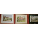 Norah H Payne A pair, Linford Church and Spring Cottage each signed, approx 28cm x 36cm; another,