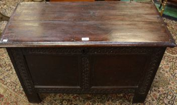 An 18th century oak two panel blanket chest,