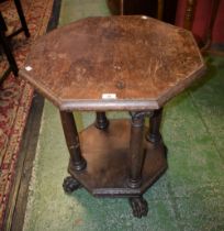 A late 19th/early 20th century mahogany pedestal/occasional table, octagonal top,
