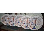 A set of five Derby dishes,