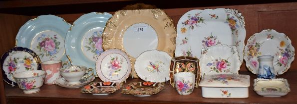 A pair of Royal Crown Derby 1128 pattern trinket dishes; a conforming square dish;