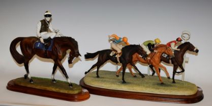 A Border Fine Arts horse racing model, signed Geenty, monogrammed LJ, limited edition 134/250,