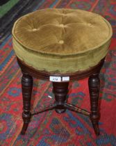 A Victorian circular adjustable piano stool, c.