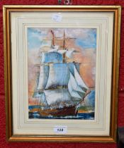 Godfrey J Curtis The Clipper, Redjacket signed, watercolour, 25.