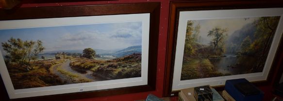 After Rex Preston, a pair, Peaceful Retreat and Moorland View, framed prints, 49.5cm x 70.