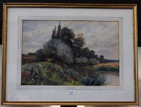 Gertrude Elmes (early 20th century) Scene on the Thames signed, dated 1901, watercolour,