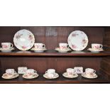 A Royal Crown Derby Posies pattern part tea set, comprising nine cups,