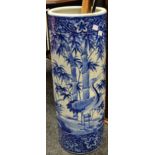 An oriental blue and white ceramic stick stand;a hickory shafted maxwell mashie golf club;