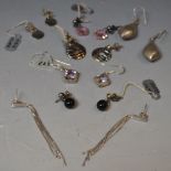 Jewellery - eight pairs of silver mounted earrings