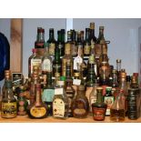 Alcohol Miniatures - Drambuie, Glenfiddich, Sandeman sherry, Gloag's dry gin, Vladivar vodka,
