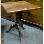 A 19th Century oak tilt top tripod table, column base,