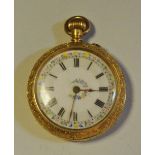 A lady's open face fob watch,